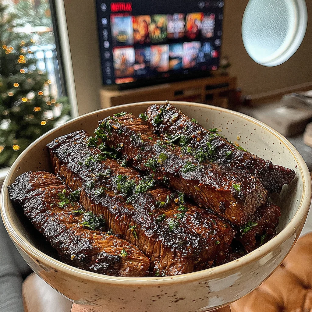 Dried Lime and Cilantro-Crusted Hanger Steak with Spiced Bone Marrow Butter