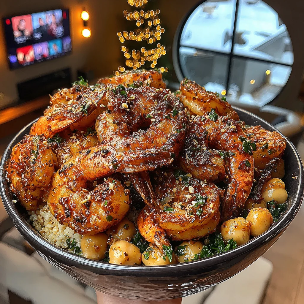 Harissa Rubbed Shrimp with Roasted Chickpeas and Parsley Gremolata