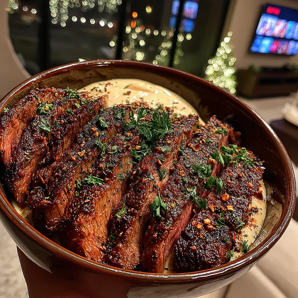 Smoked Paprika and Oregano Rubbed Flat Iron Steak with Saffron-Infused Aioli