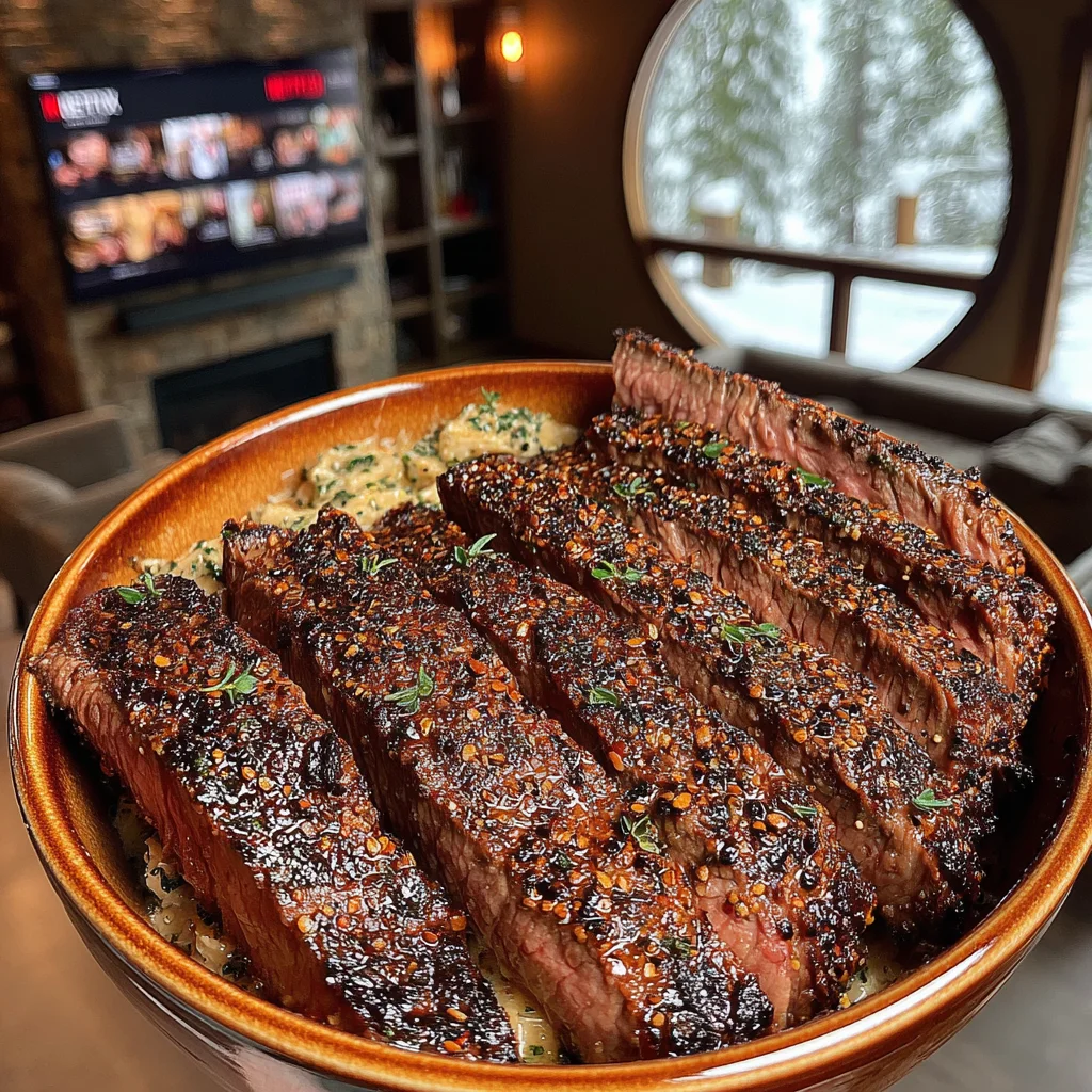 Toasted Cumin and Aleppo Pepper-Crusted Flat Iron with Cilantro-Lime Compound Butter