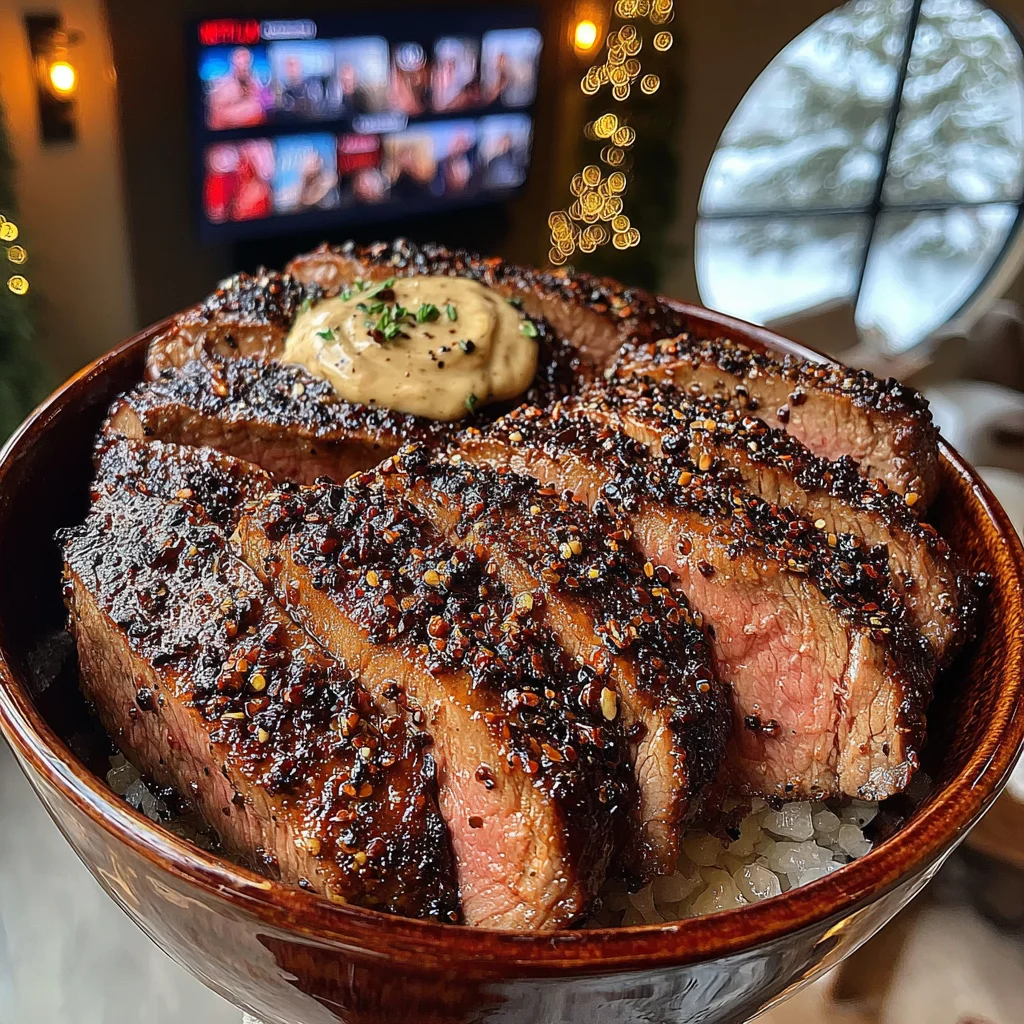 Toasted Cumin and Black Peppercorn-Crusted Sirloin with Harissa-Zest Compound Butter