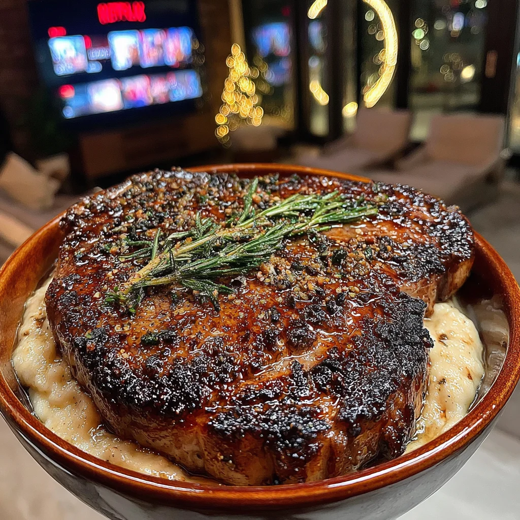 Toasted Pine Nut and Sage-Crusted Ribeye with Whipped Brown Butter
