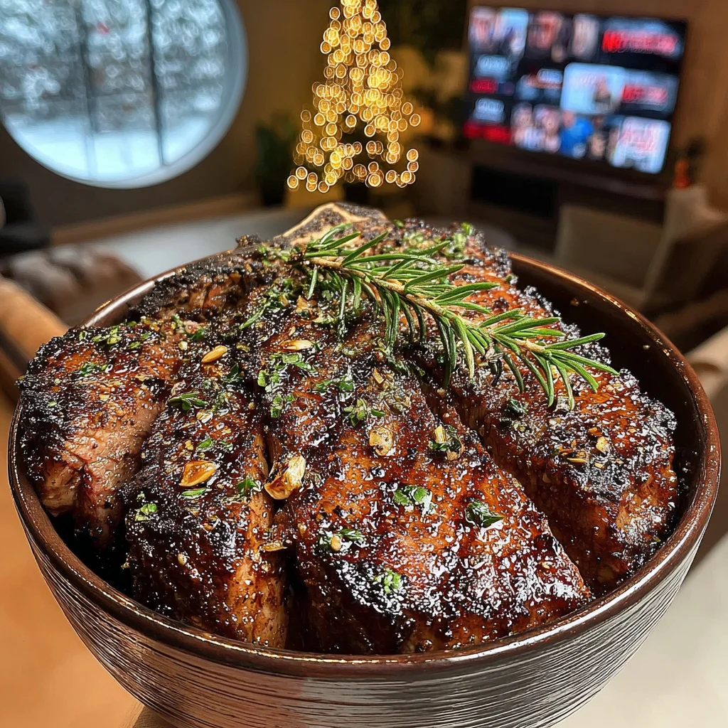 Truffle-Salt and Parsley Crusted Porterhouse with Slow-Roasted Garlic Cloves