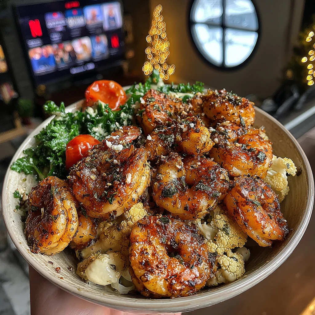 Za’atar Spiced Shrimp with Roasted Cauliflower and Tahini Drizzle
