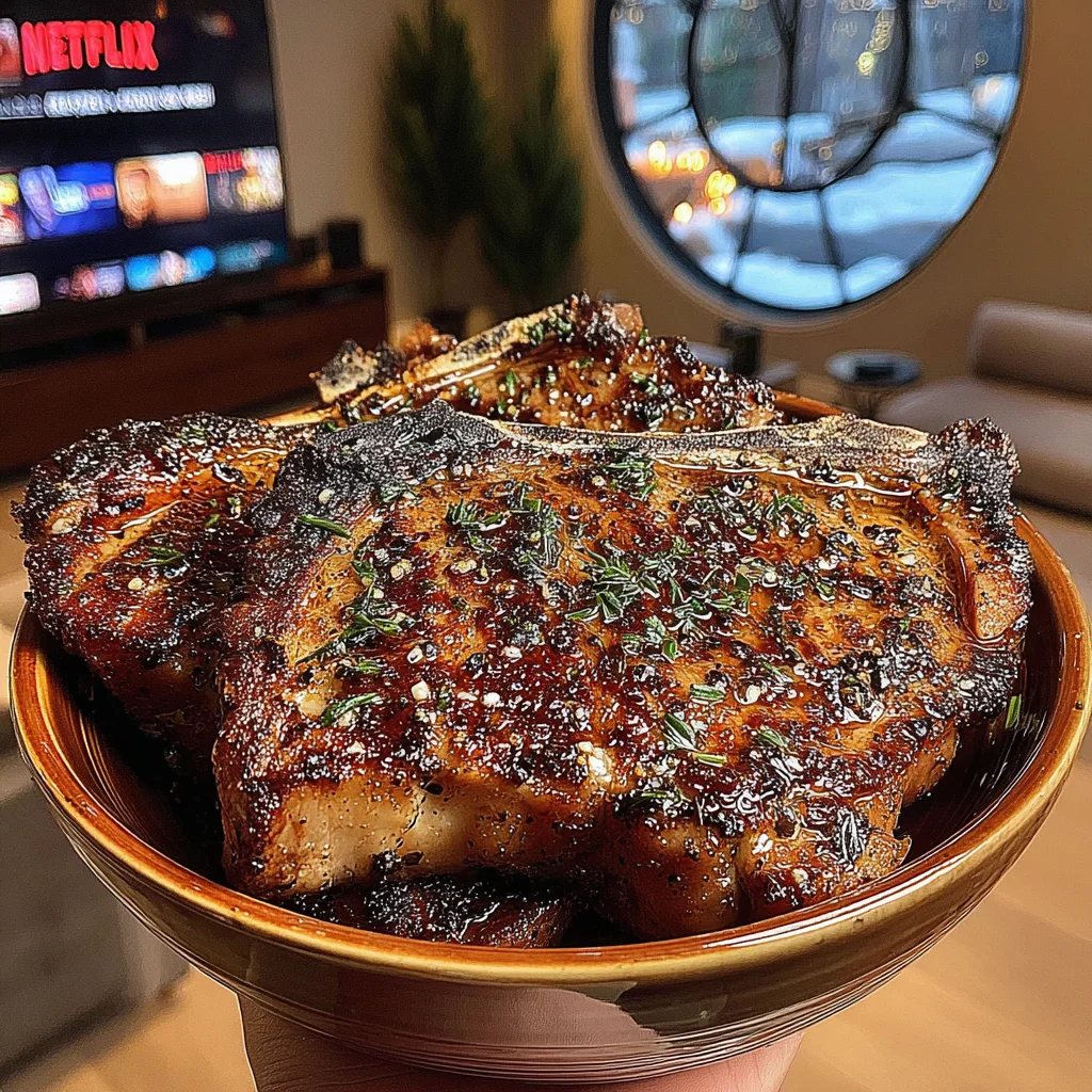 Burnt Leek and Meyer Lemon-Crusted T-Bone with Truffle-Salt Butter