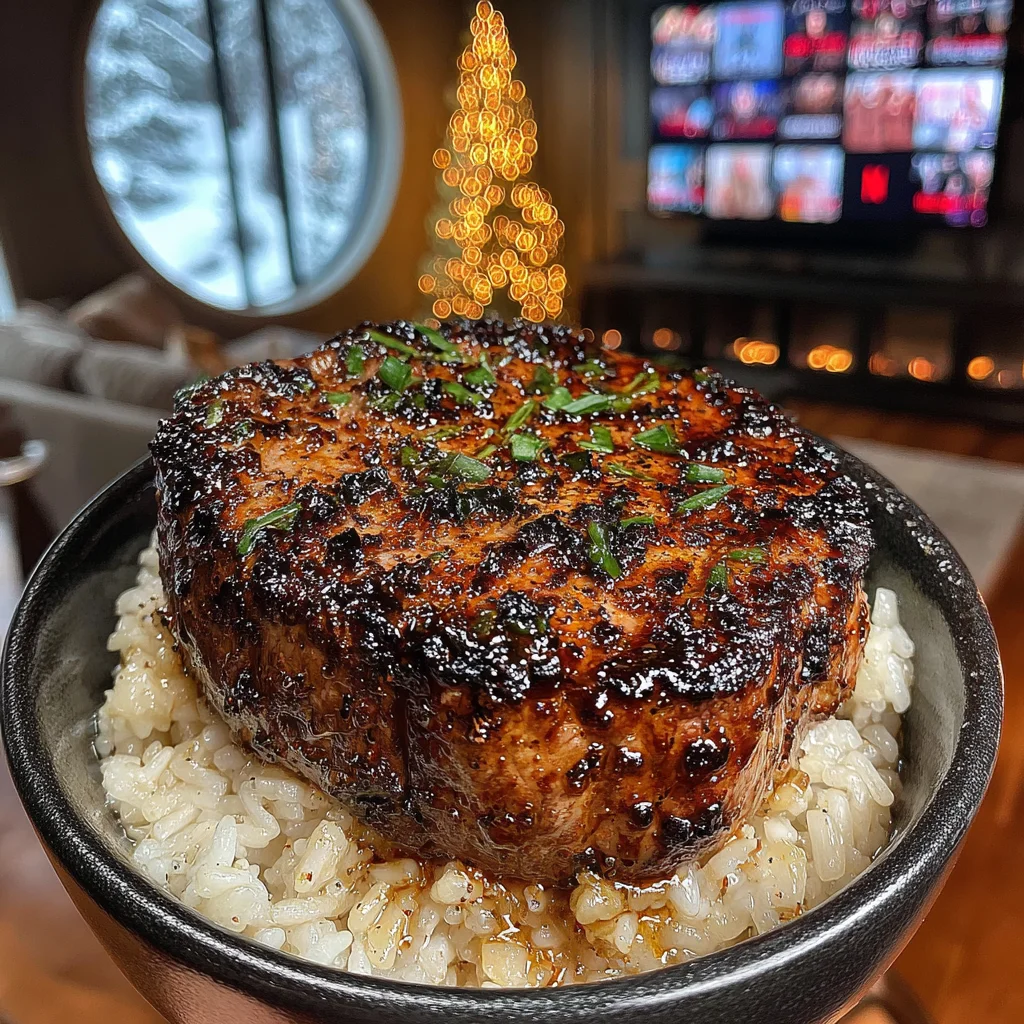 Burnt Scallion and Lime-Zest Crusted Filet Mignon with Ginger-Miso Compound Butter