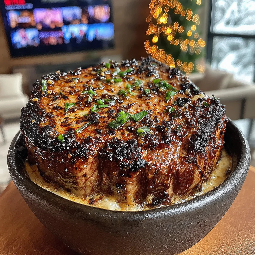 Burnt Scallion and Meyer Lemon-Crusted Filet Mignon with Roasted Bone Marrow Butter