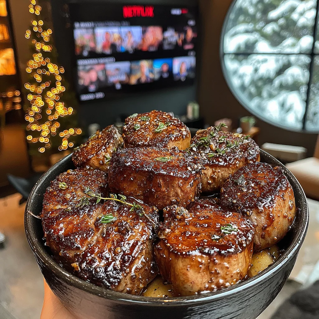 Caramelized Cipollini and Thyme-Crusted Filet Mignon with a Brown Butter & Sage Compound Butter