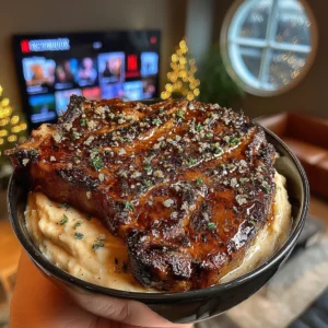 Caramelized Shallot and Rosemary-Crusted Tomahawk with Truffle & Roasted Garlic Compound Butter