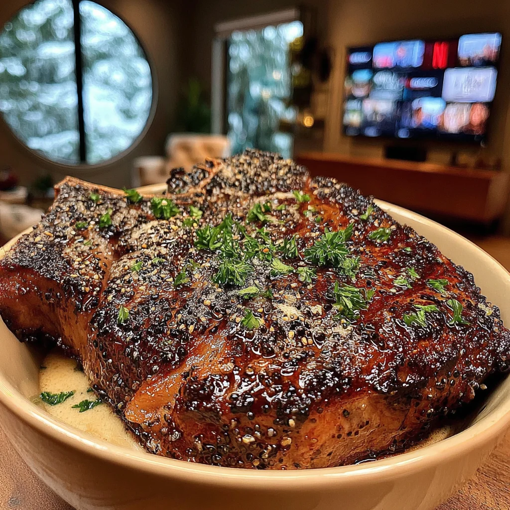 Celery Seed and Lemon-Peel Crusted Porterhouse with Parsley-Lemon Compound Butter