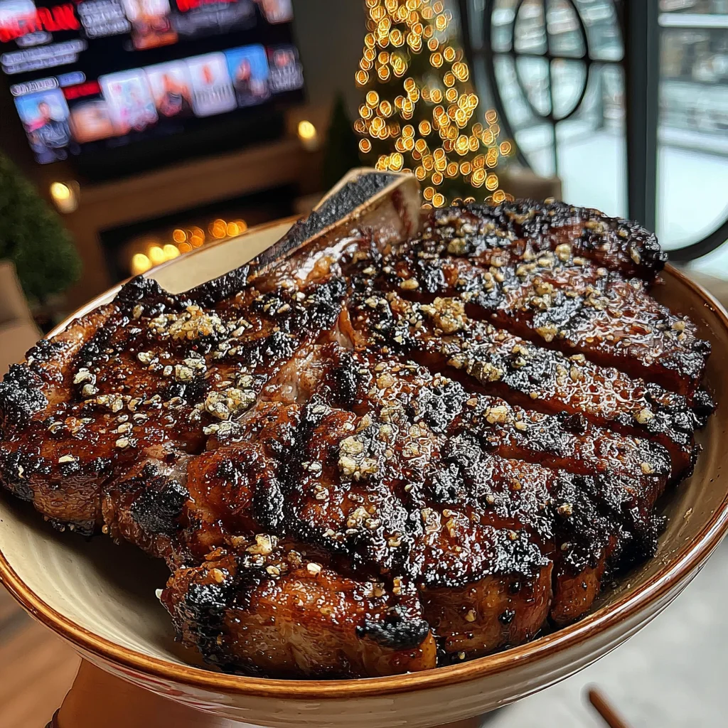 Charred Red Onion and Lime-Crusted Porterhouse with Chili-Lime Butter