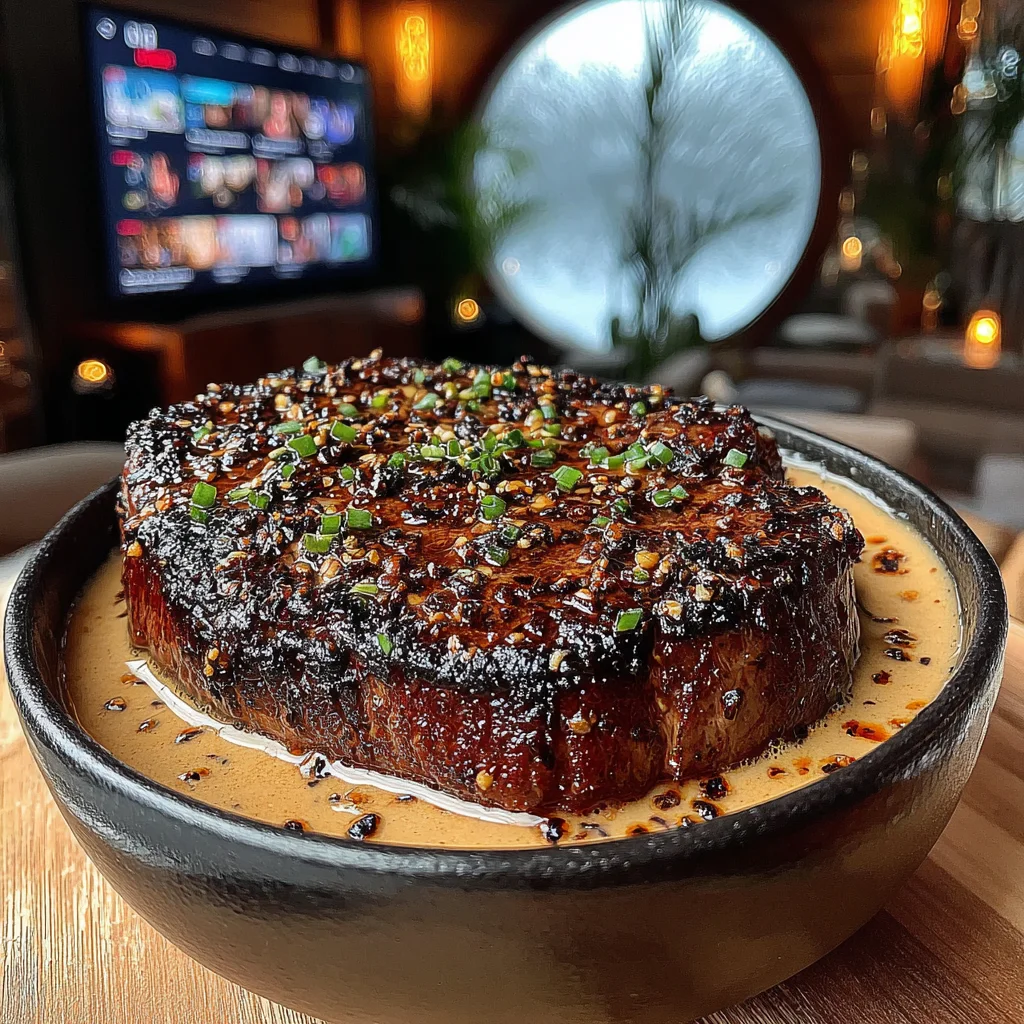 Charred Scallion and Orange-Peel Crusted Top Sirloin with Smoked Chili-Honey Butter