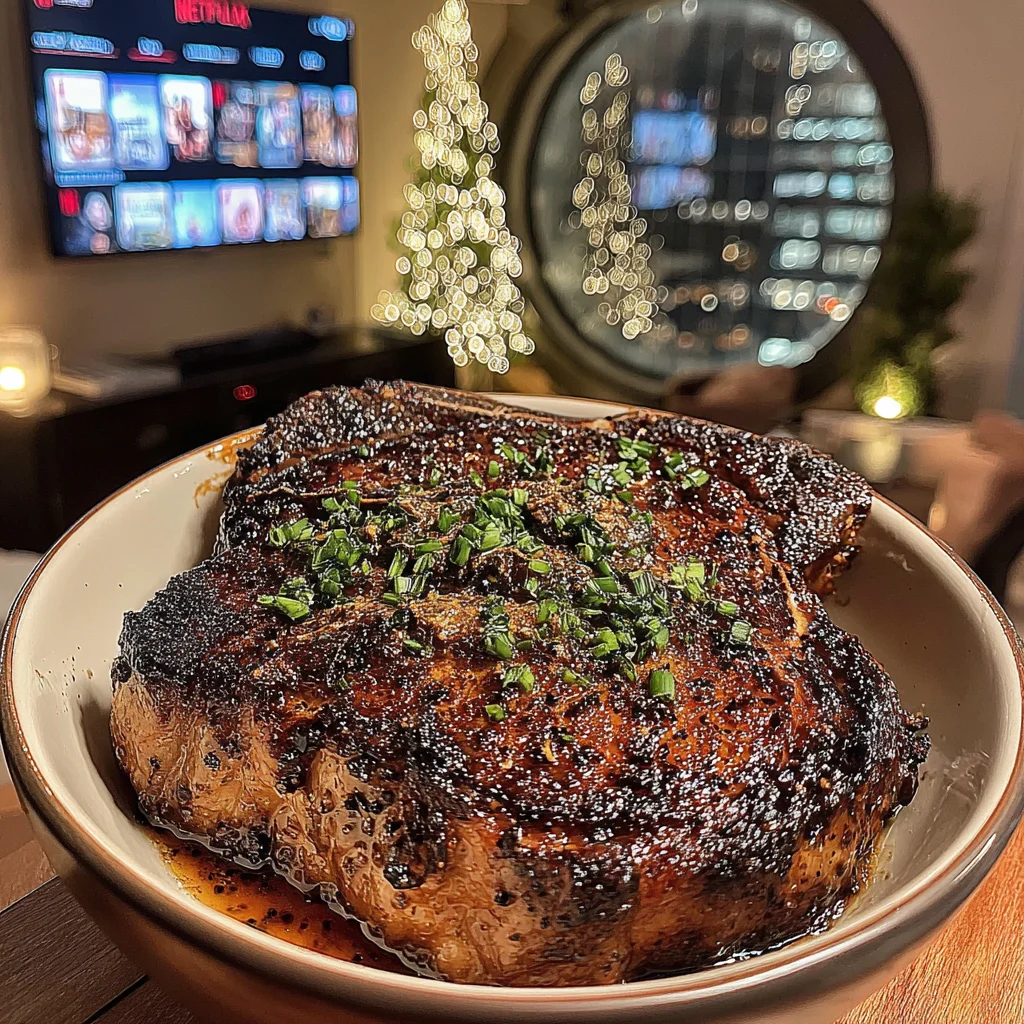 Charred Scallion and Yuzu-Crusted Ribeye with Smoked Bone Marrow Butter