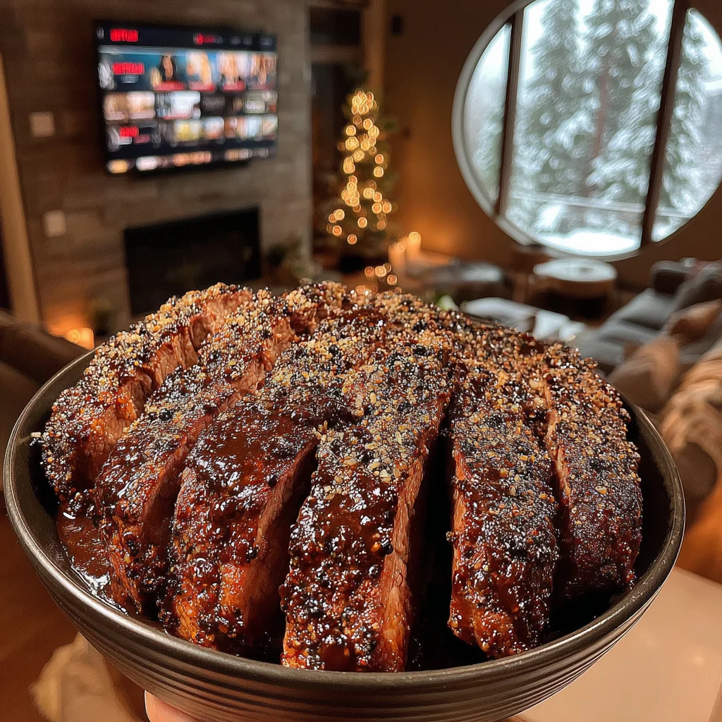 Cinnamon and Ancho Chili-Crusted New York Strip with Black Cherry-Port Reduction