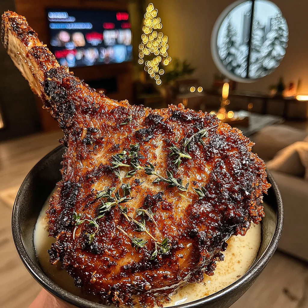 Crispy Leek-Ribbon and Thyme-Crusted Tomahawk with a Brown Butter & Madeira-Shallot Infusion