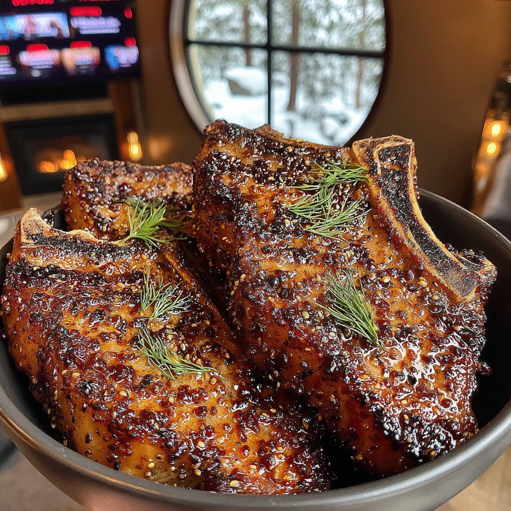 Fennel and Chili-Crusted T-Bone with Cranberry-Balsamic Reduction