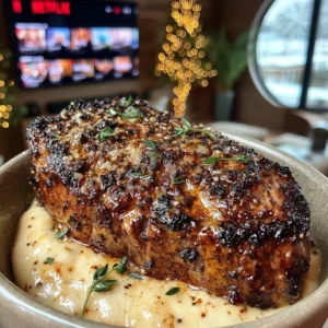 Golden Garlic-Chip and Thyme-Crusted Top Sirloin with a Sherry-Caramelized Shallot Compound Butter