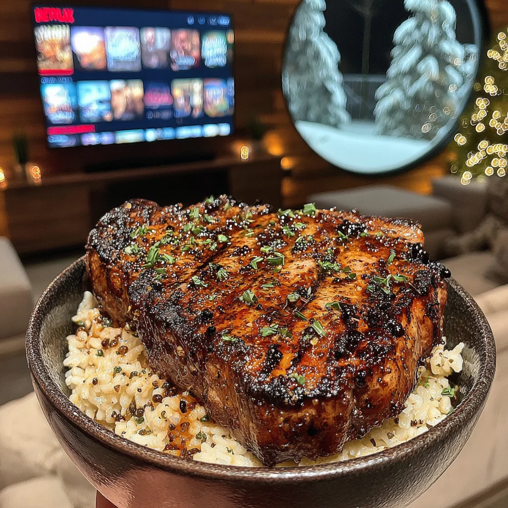 Juniper Berry and Lemon-Crusted New York Strip with Gin-Scented Herb Butter