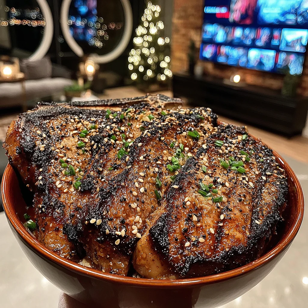 Nigella Seed and Lime-Peel Crusted Porterhouse with Pickled Ginger-Chive Compound Butter