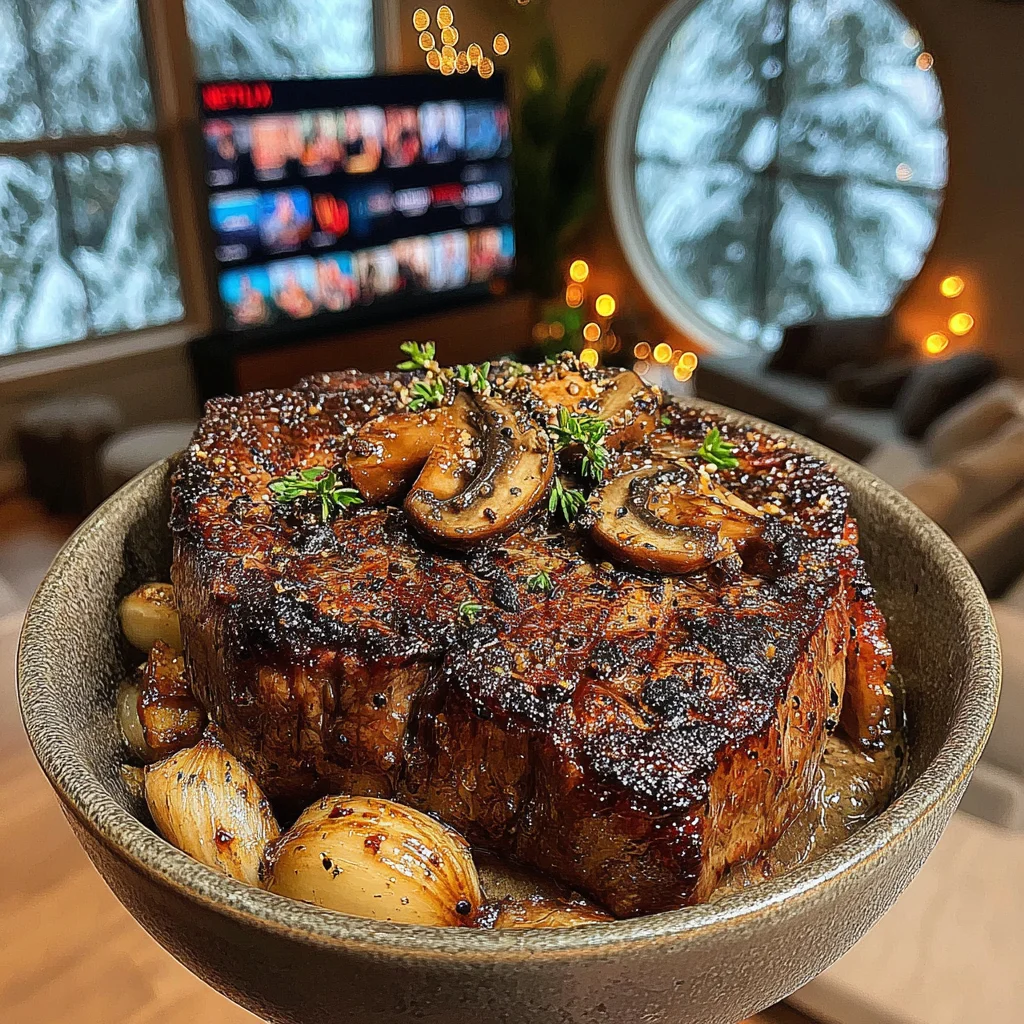 Roasted Pearl Onion and Oregano-Crusted Sirloin with a Toasted Szechuan Peppercorn & Wild Mushroom Butter