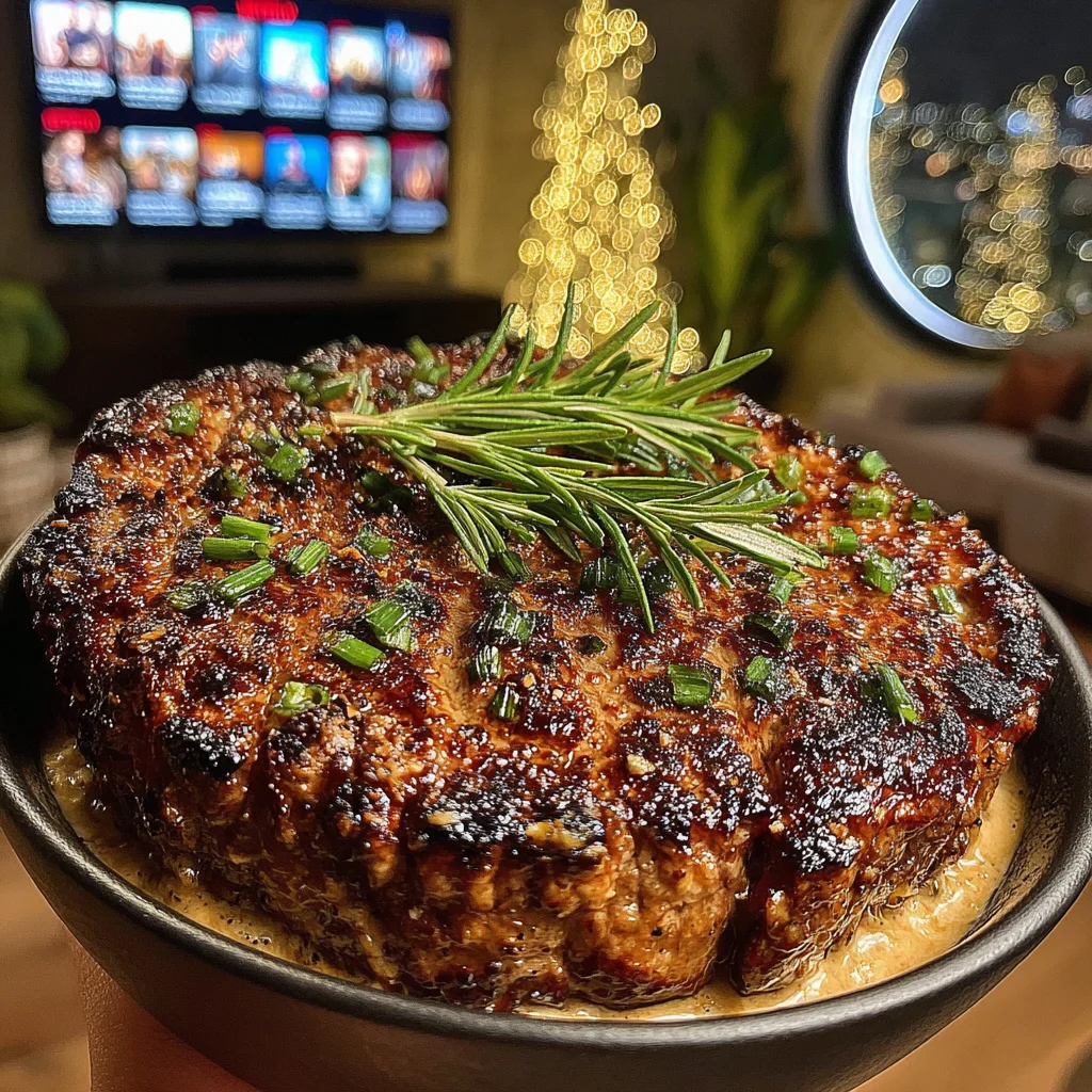 Roasted Scallion and Rosemary-Crusted Sirloin with Miso-Roasted Garlic Compound Butter