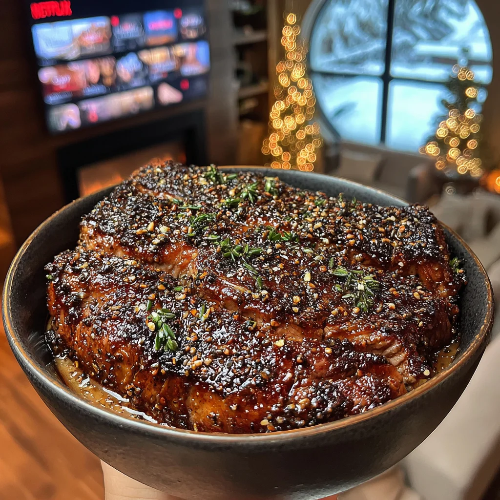 Sumac and Dried Mint-Crusted Ribeye with Honey-Apricot Glaze