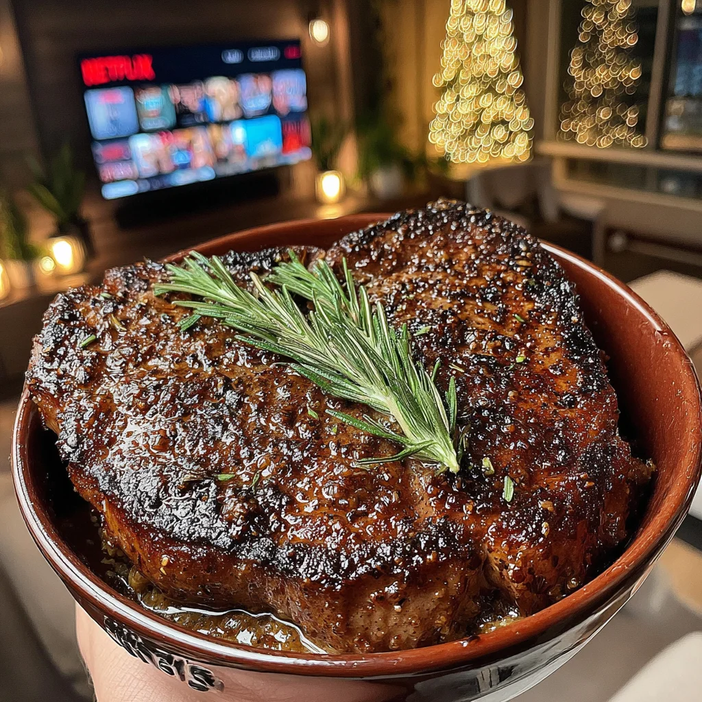 Toasted Garlic and Sage-Crusted Porterhouse with a Balsamic-Caramelized Onion Compound Butter