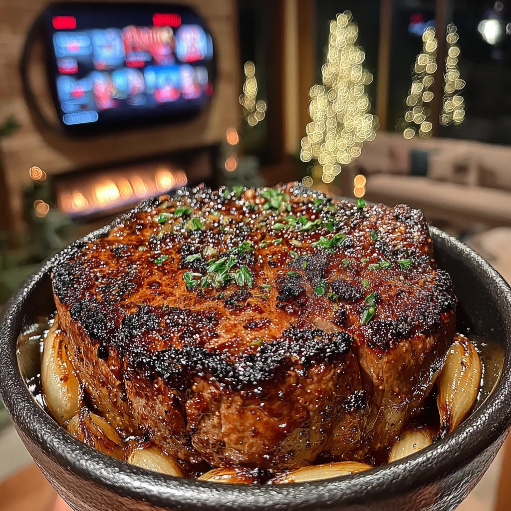 Toasted Pearl Onion and Tarragon-Crusted Filet Mignon with a Garlic Confit & Parsley-Butter