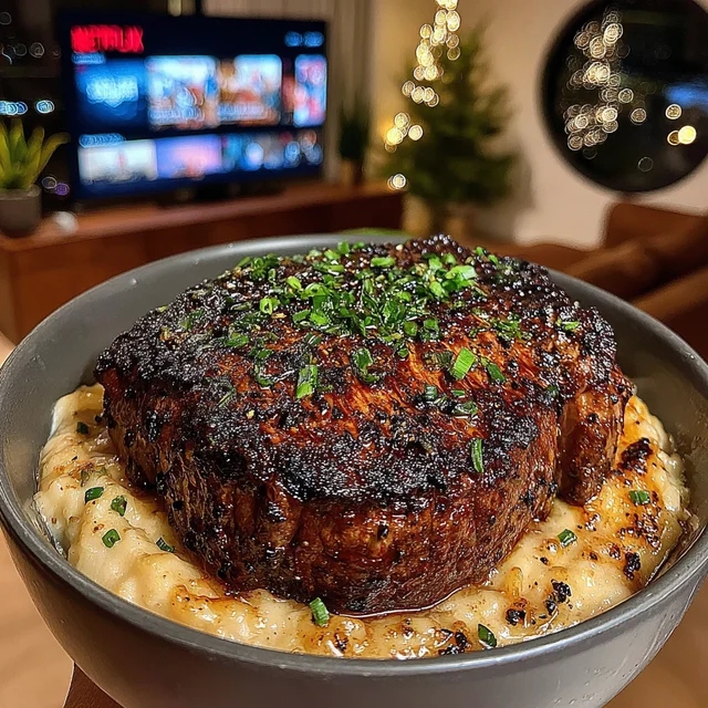 Toasted Pearl Onion and Thyme-Crusted Sirloin with a Garlic Confit & Chive Compound Butter
