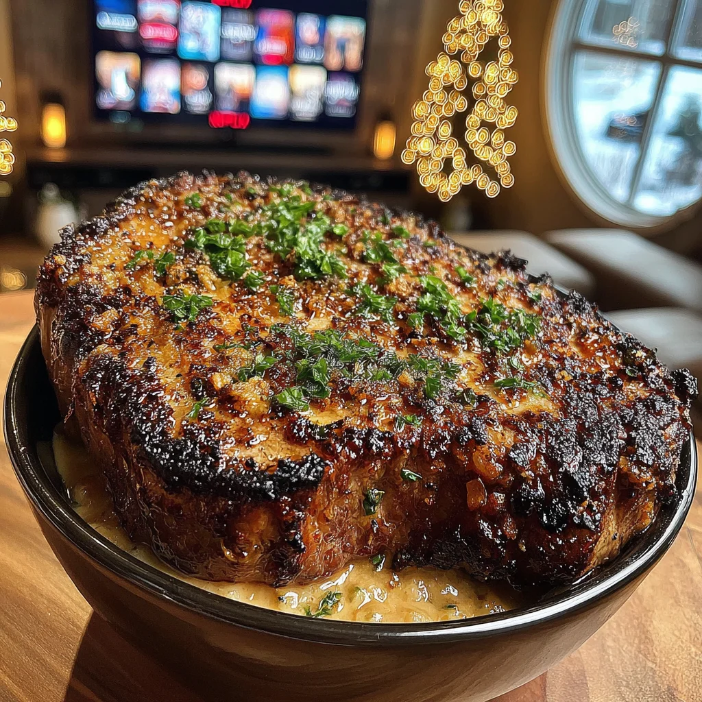 Toasted Scallion and Parsley-Crusted Sirloin with a Lemon-Zest & Garlic Confit Butter
