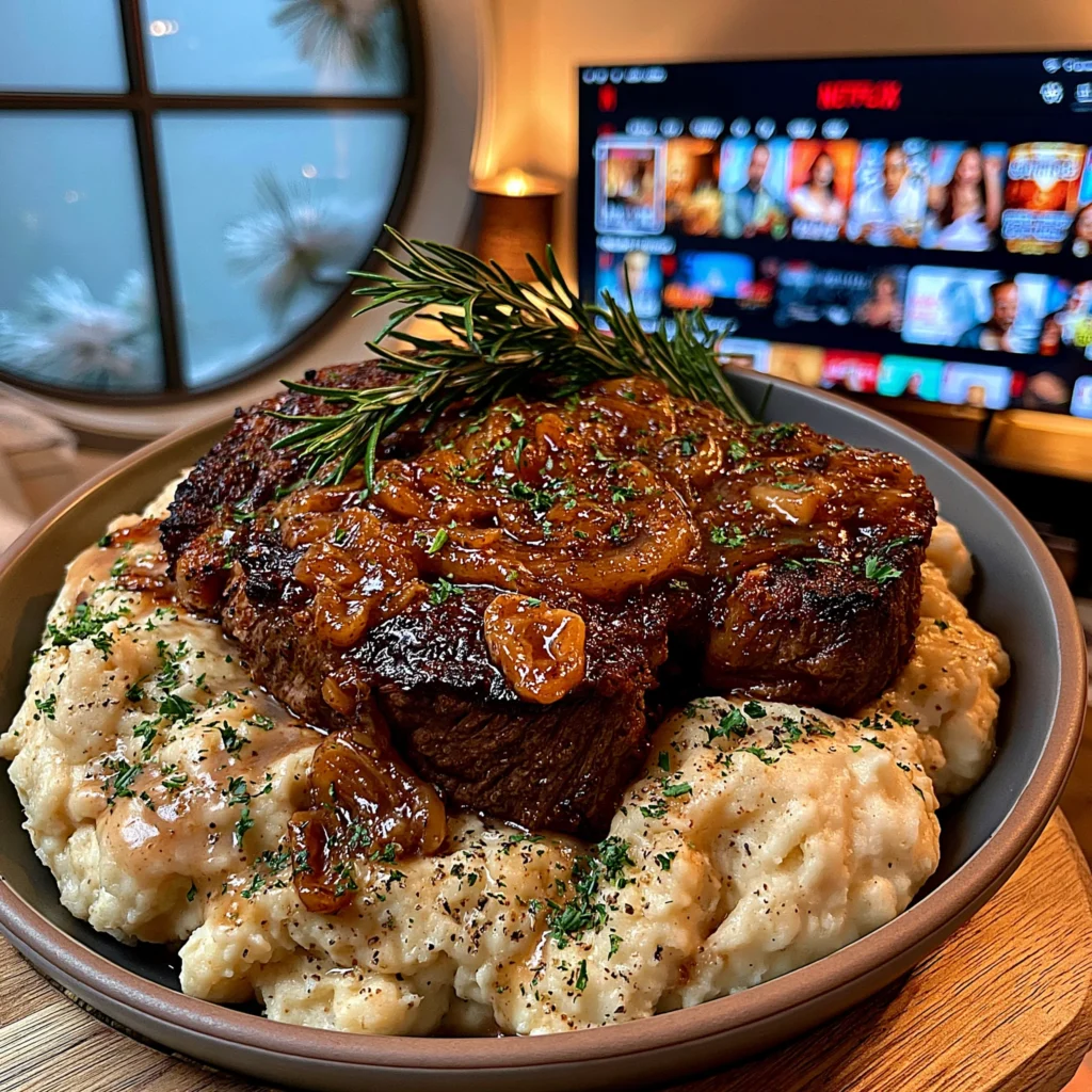 Apricot-Glazed Garlic and Fresh Rosemary Braised Ribeye with a Velvety Thyme Jus
