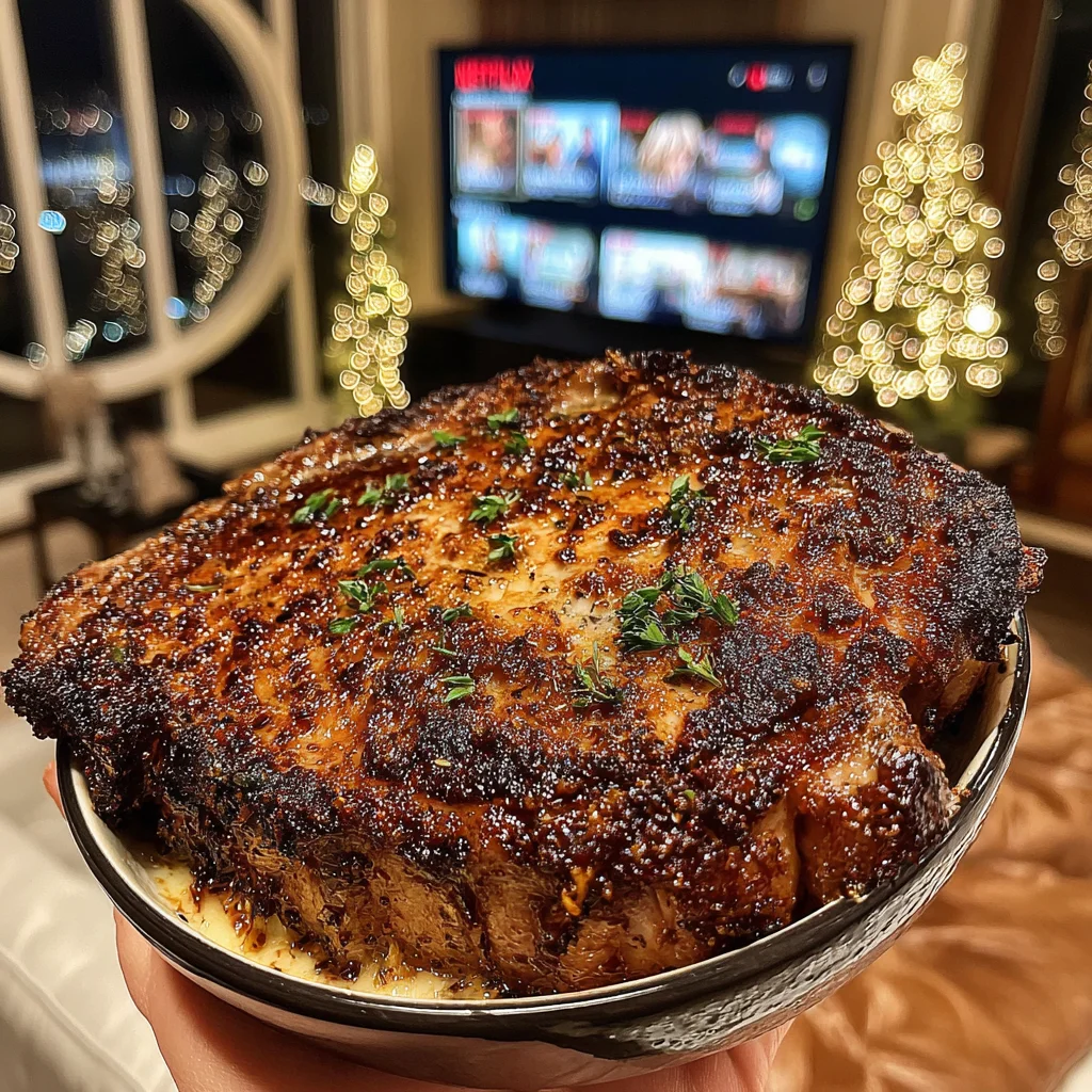 Crispy Garlic and Fresh Oregano-Crusted Ribeye with a Sun-Dried Tomato Compound Butter
