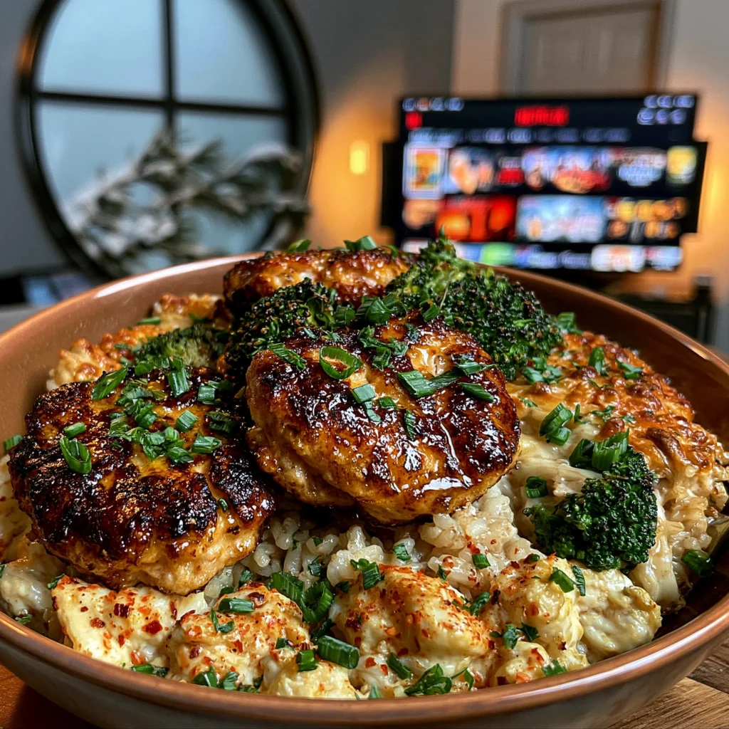 Crispy Salmon Patties, Cheesy Broccoli Rice Casserole, and Soft Scrambled Eggs