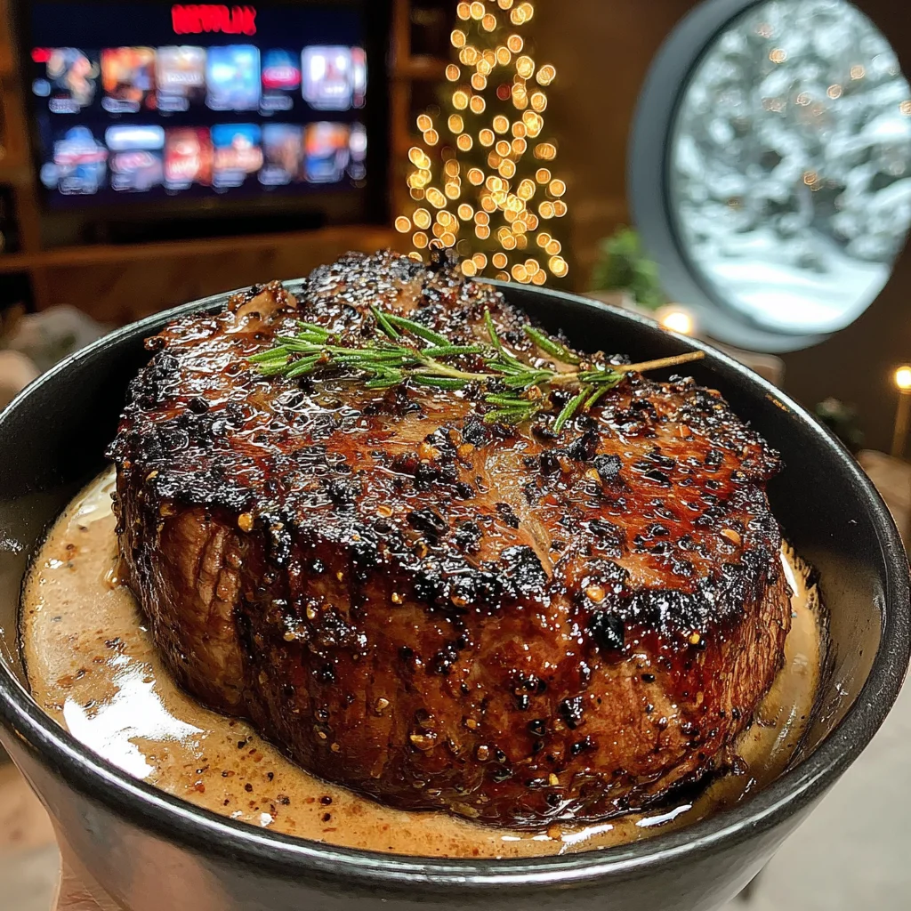 Espresso and Smoked Chili-Crusted Filet Mignon with a Caramelized Shallot Butter