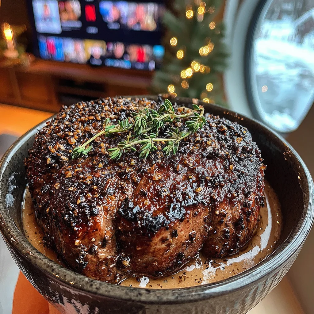 Smoked Sea Salt and Porcini Mushroom-Crusted Filet Mignon with a Black Truffle Butter