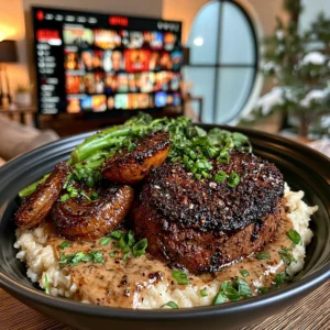 Smoked Sea Salt and Roasted Shallot-Crusted Filet Mignon with a Porcini Mushroom Confit Butter