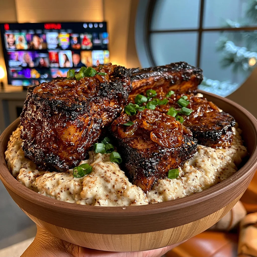 Toasted Allspice and Smoked Garlic-Crusted Tomahawk with a Caramelized Shallot Ghee Butter