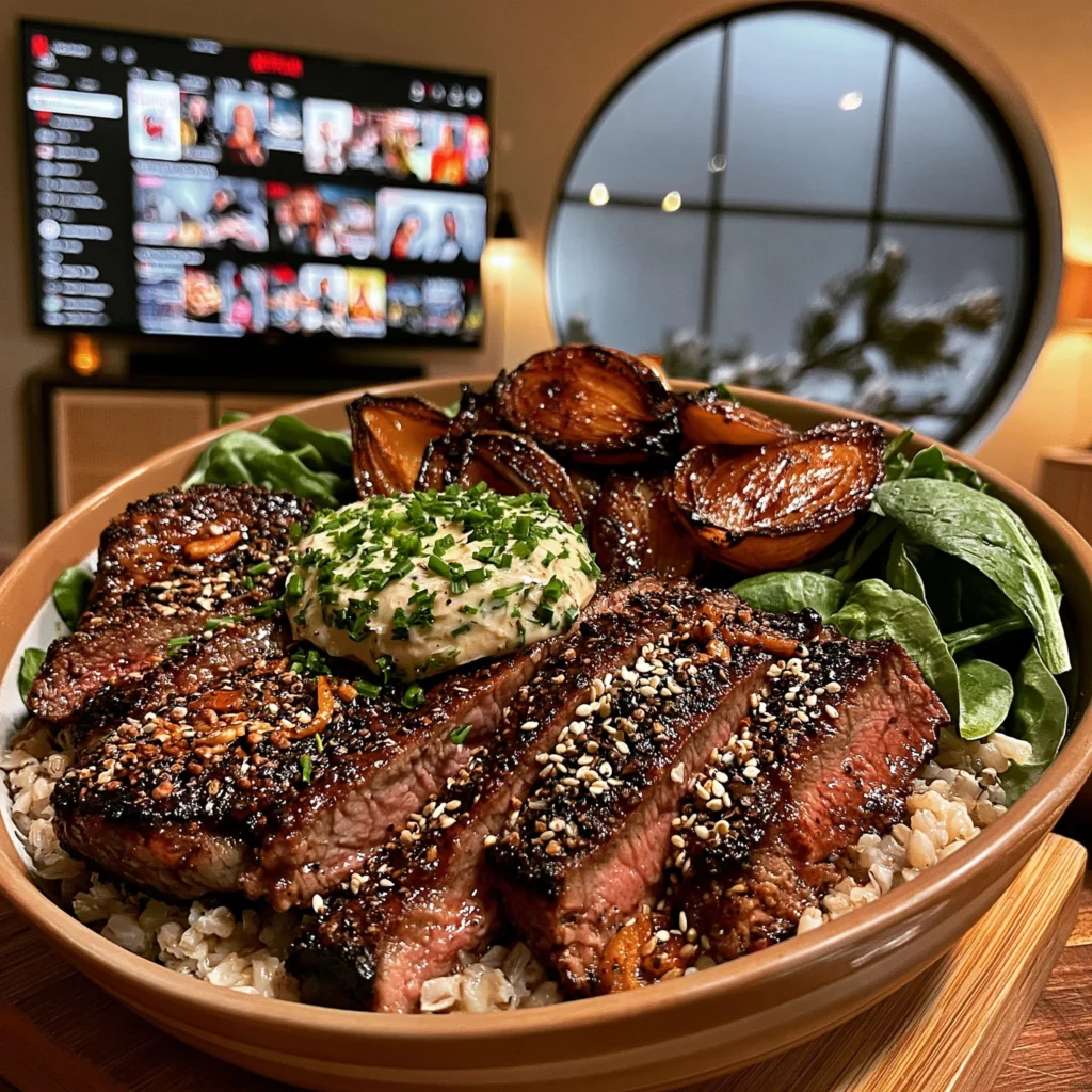 Toasted Fennel and Cracked Pepper-Crusted Strip Steak with a Preserved Lemon and Chive Butter