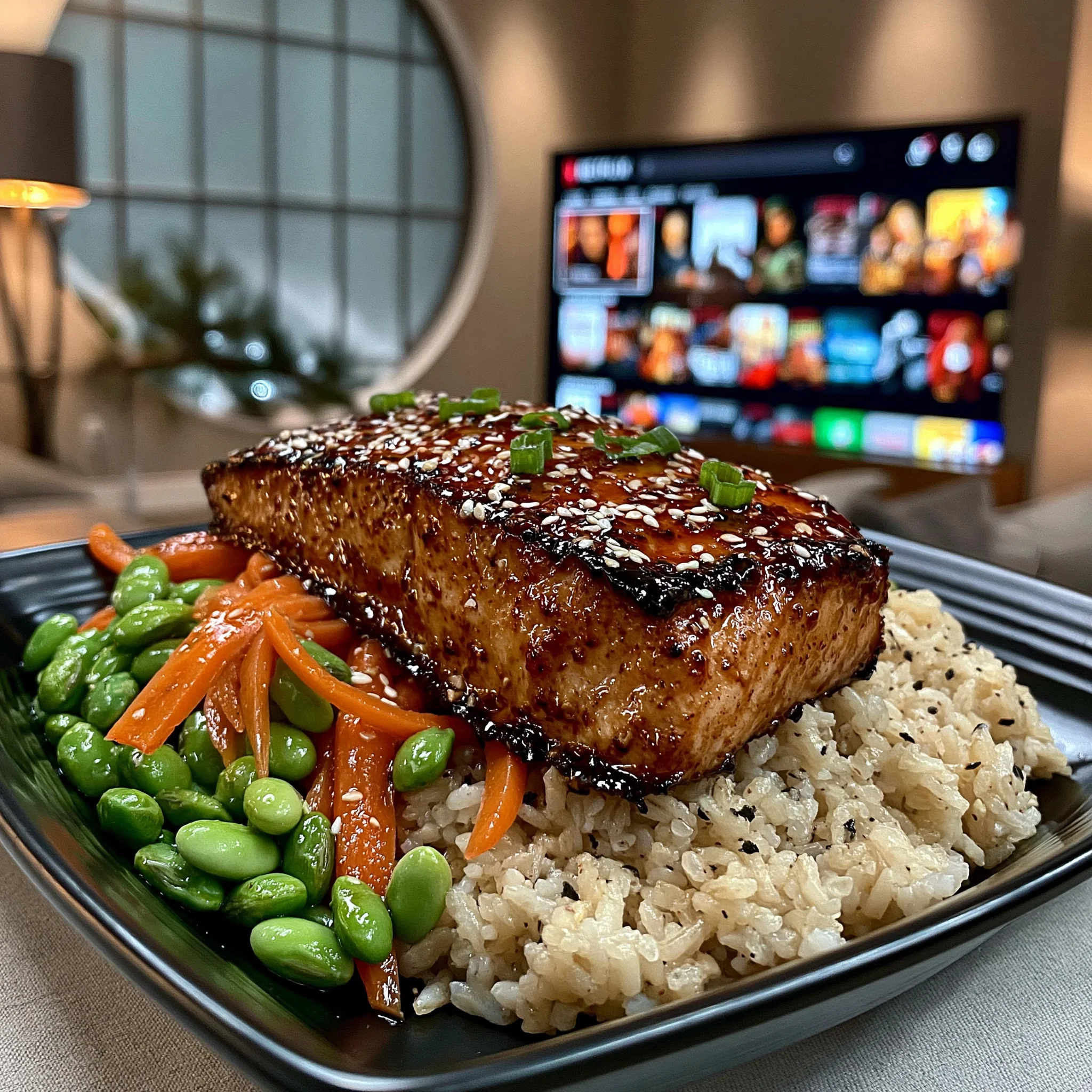 Cajun Spiced Salmon over Creamy Roasted Red Pepper Penne Pasta with Thick Garlic Texas Toast