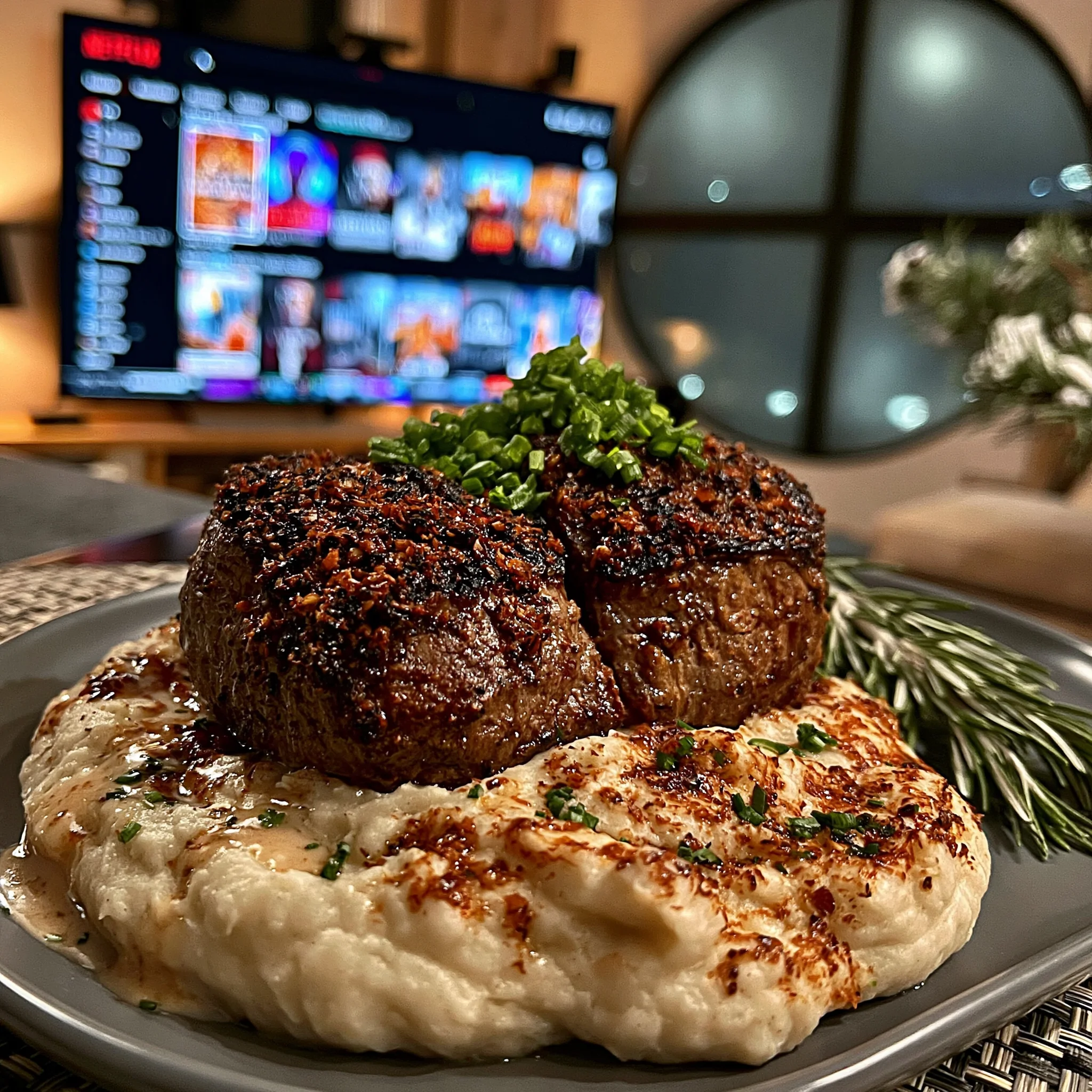 Charred Scallion and Coriander-Crusted Beef Tenderloin with Roasted Bone Marrow Butter