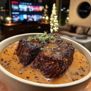Slow-Braised Hanger Steak with a Rich Caramelized Onion and Herb Gravy