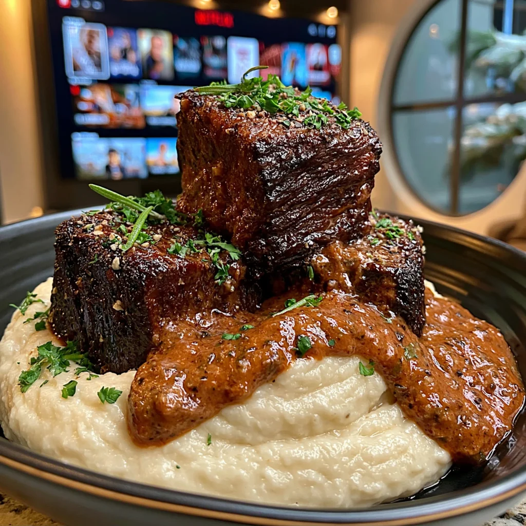 Slow-Braised Rosemary and Crushed Garlic Beef Brisket with a Velvety Smoked Tomato Gravy