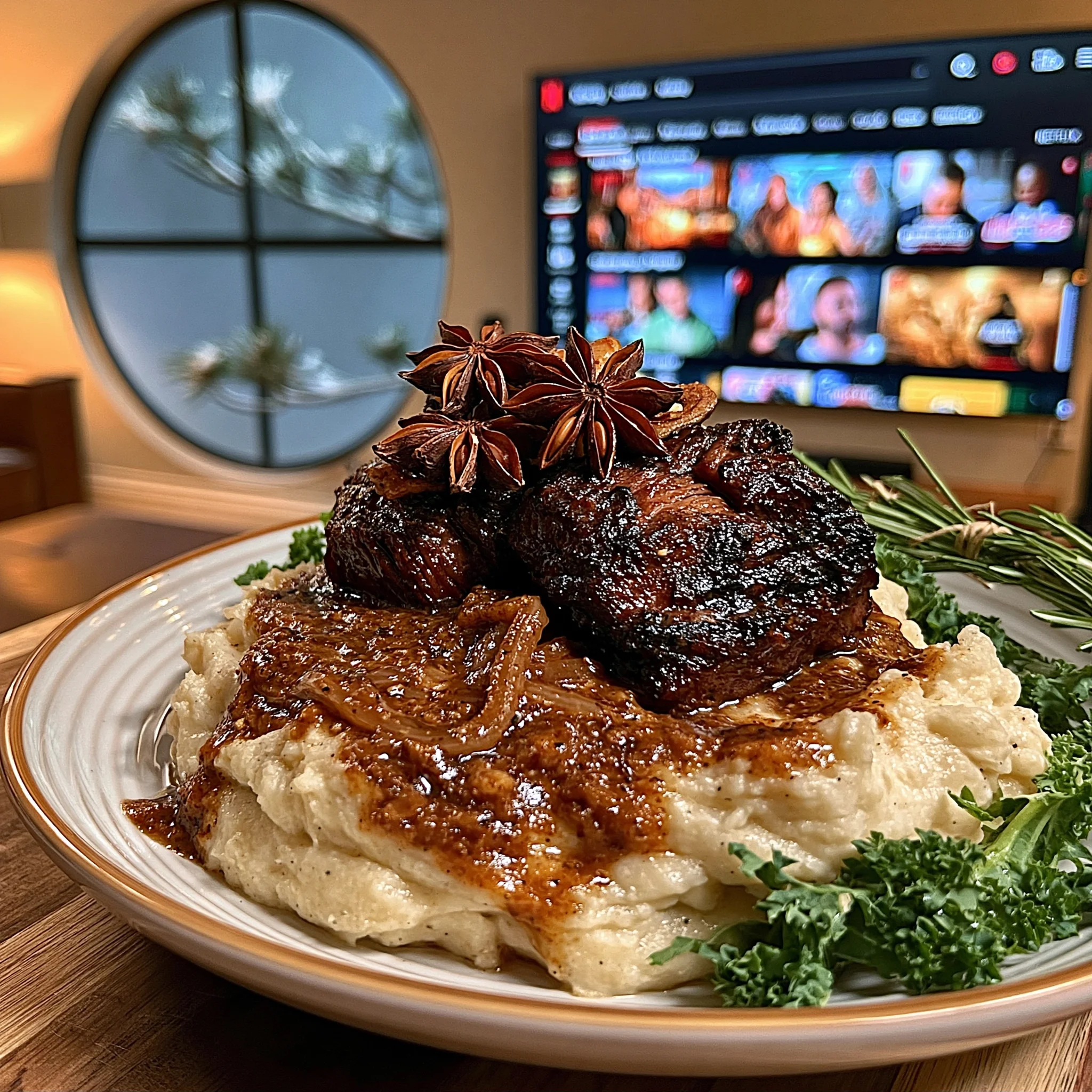 Slow-Braised Star Anise and Ginger Beef Cheeks with a Silky Bone Broth Gravy
