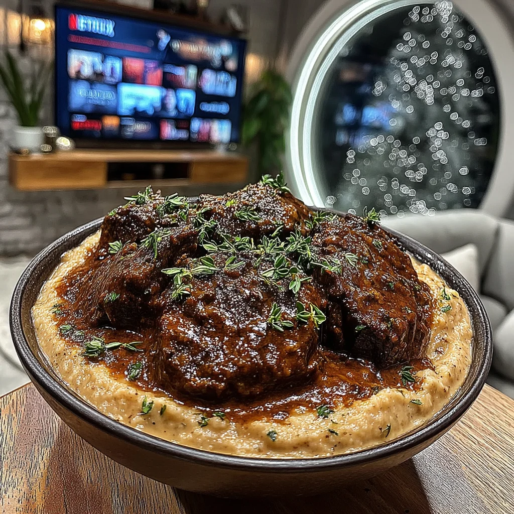 Slow-Braised Thyme and Crushed Fennel Beef Cheeks with a Rich Roasted Root Vegetable Gravy