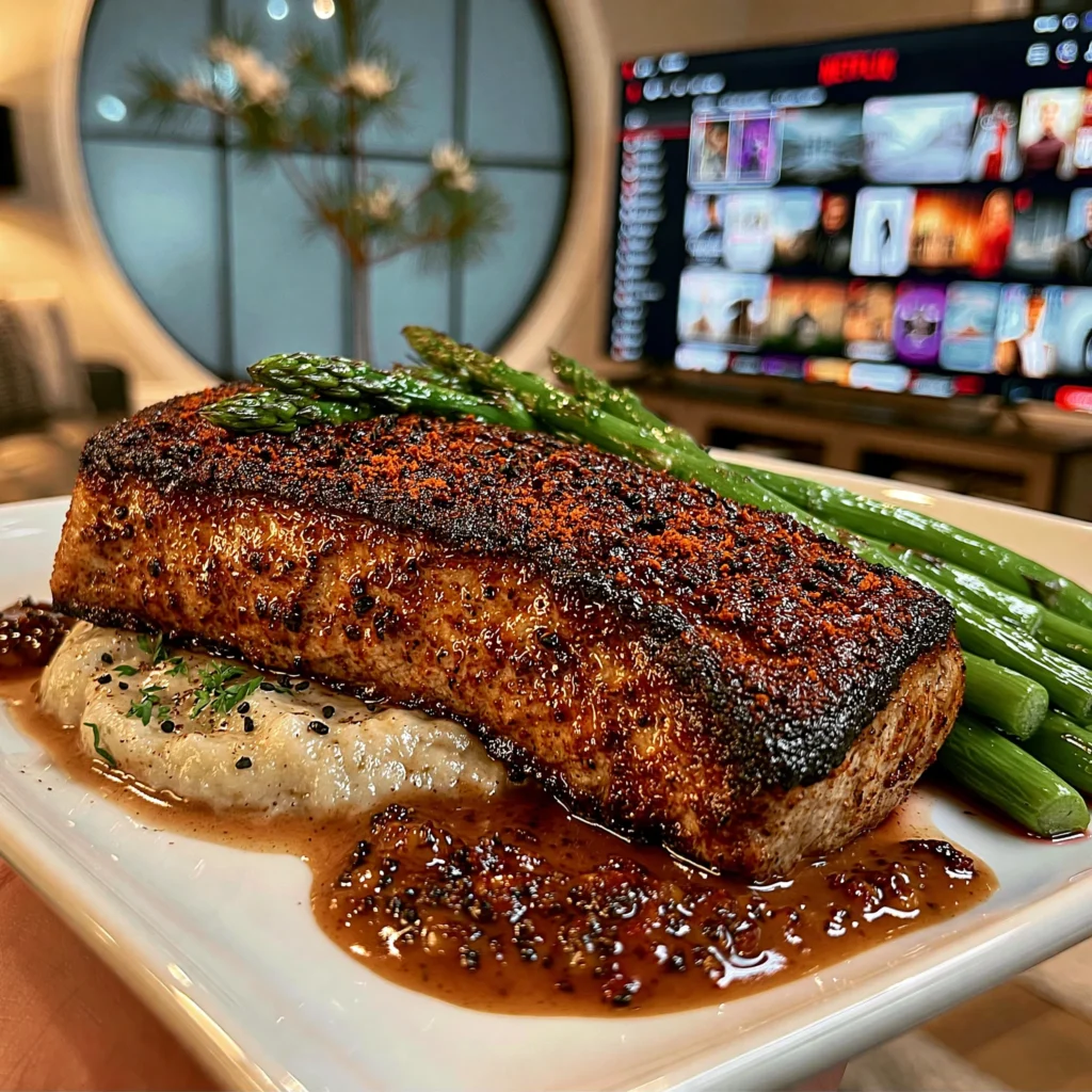 Smoked Paprika and Crushed Coriander-Crusted Striploin with a Fire-Roasted Pepper Jus