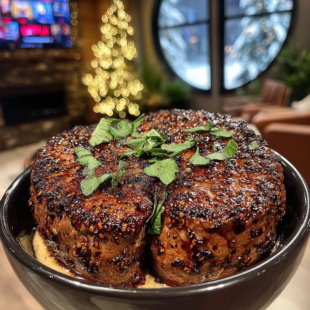 Sun-Dried Tomato and Marjoram-Crusted Filet Mignon with a Basil Infused Butter
