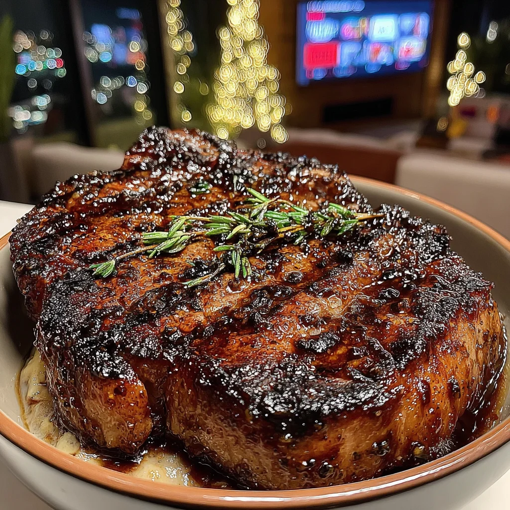 Sweet Fig and Balsamic-Glazed Ribeye with a Thyme-Infused Compound Butter