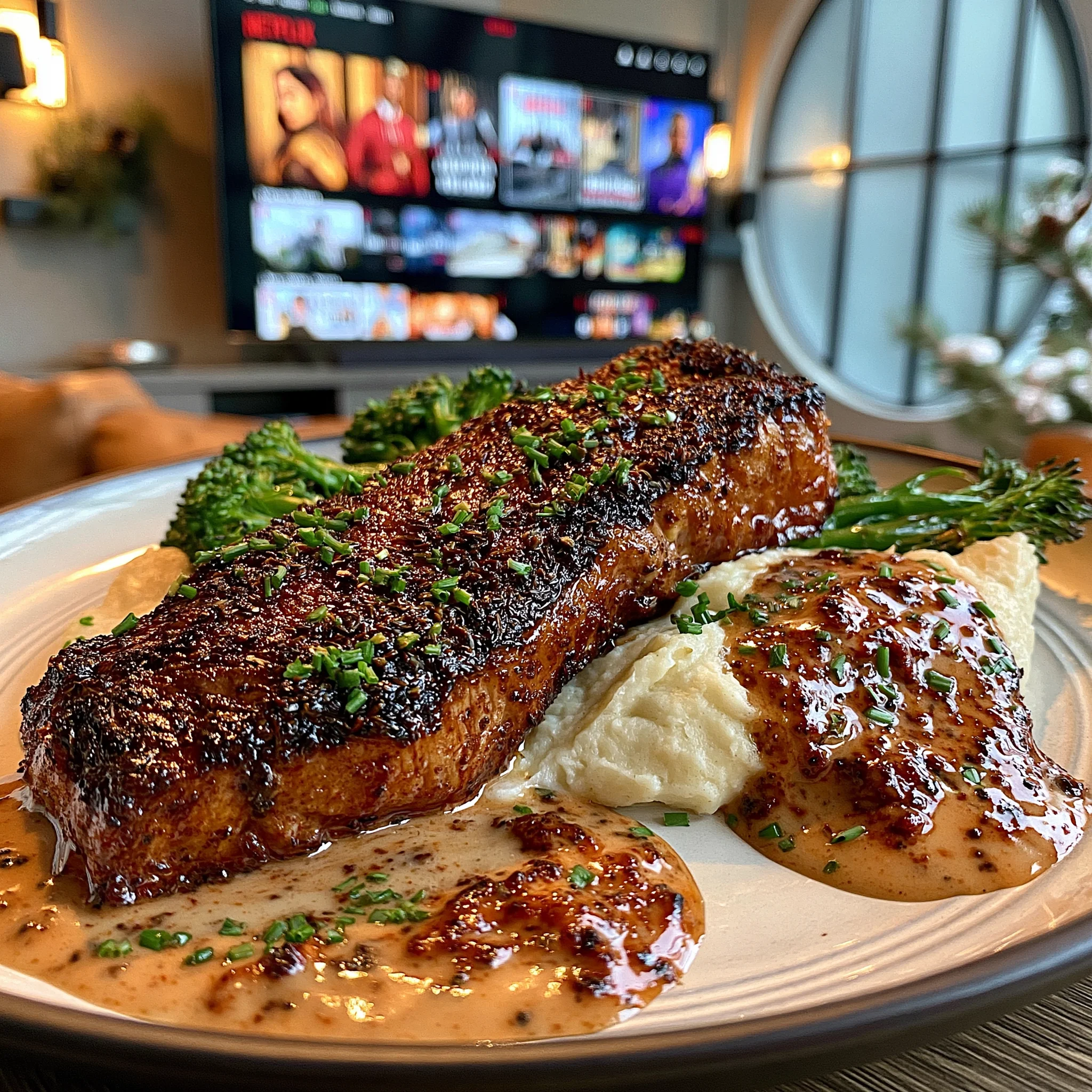 Toasted Fenugreek and Preserved Lemon-Crusted Strip Steak with a Smoked Paprika Chive Ghee Butter