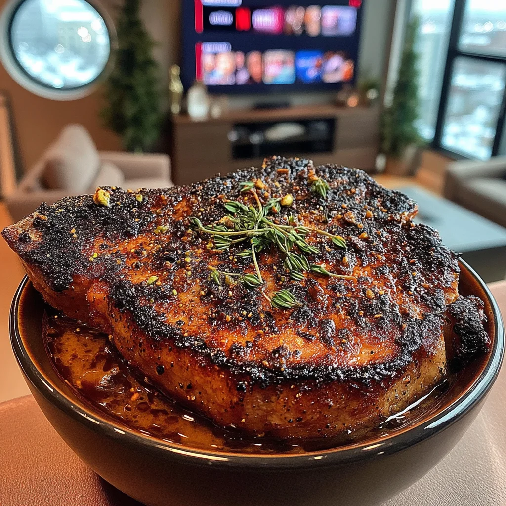 Toasted Pistachio and Saffron-Crusted Veal Chops with Browned Shallot and Thyme Butter