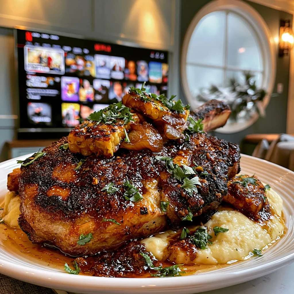 Charred Pasilla Chili and Toasted Pepita-Crusted Tomahawk with a Sweet Shallot and Lime Confit Butter